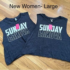 Sunday Graphic Crop Muscle Tank - Charcoal
